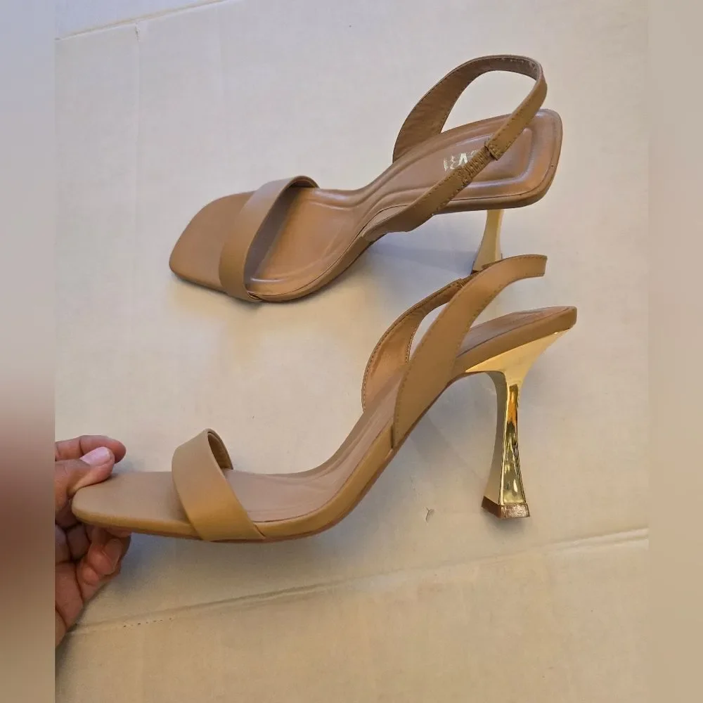 Zara Strappy Sandals In Tan Size 10 - Picture 9 of 12